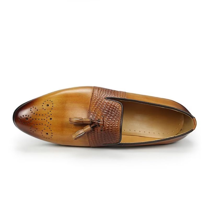 Ανδρικά Loafers Croc Pattern Πολυτέλεια Slip On - Καφέ