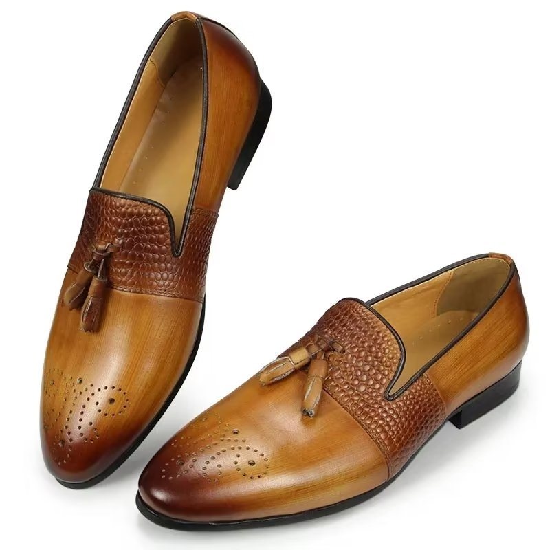 Ανδρικά Loafers Croc Pattern Πολυτέλεια Slip On - Καφέ