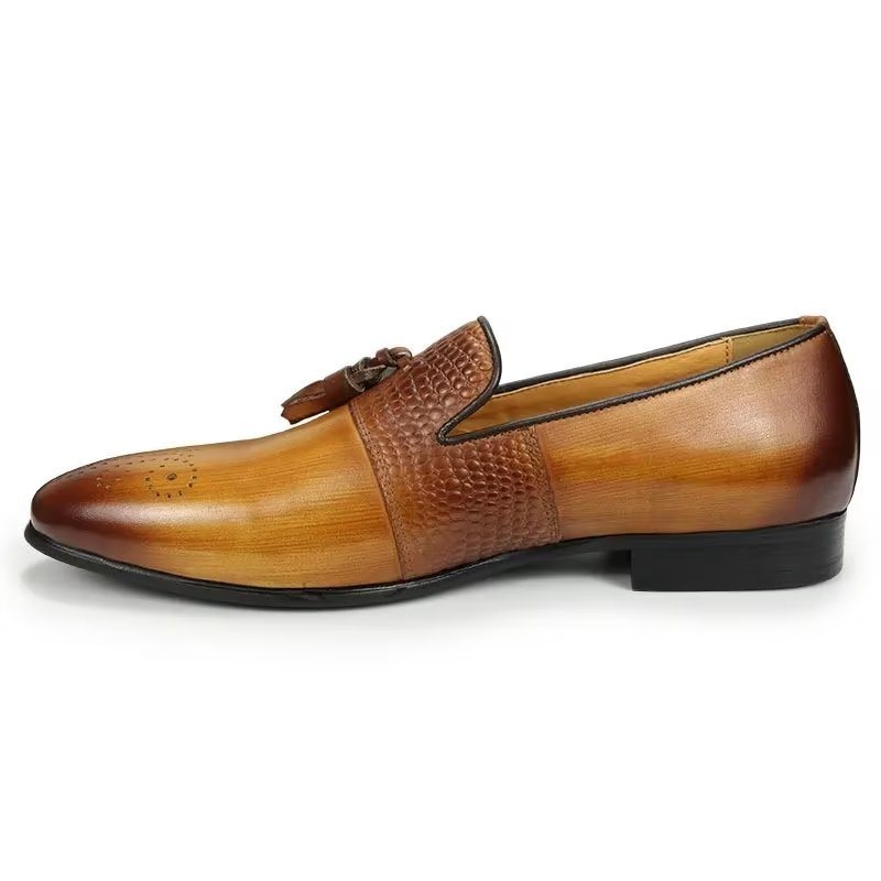 Ανδρικά Loafers Croc Pattern Πολυτέλεια Slip On - Καφέ