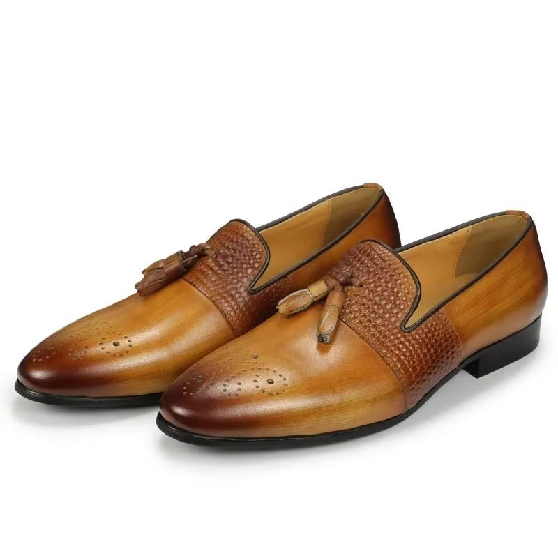 Ανδρικά Loafers Croc Pattern Πολυτέλεια Slip On - Καφέ