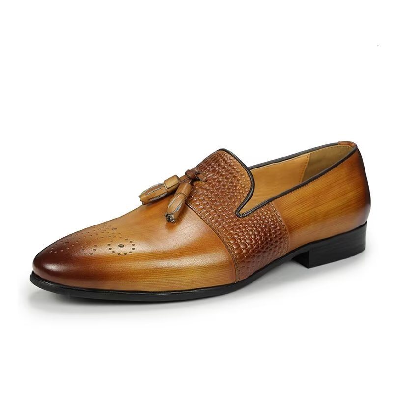 Ανδρικά Loafers Croc Pattern Πολυτέλεια Slip On - Καφέ