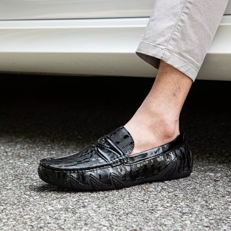 Ανδρικά Loafers Croc Μοτίβο Κομψό Slip On - Μαύρο 