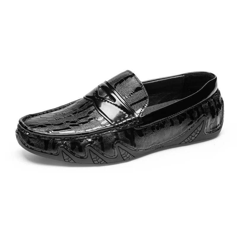 Ανδρικά Loafers Croc Μοτίβο Κομψό Slip On - Μαύρο 