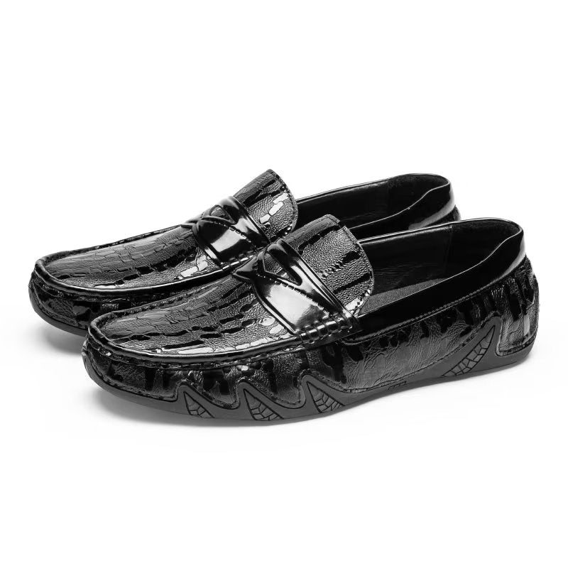 Ανδρικά Loafers Croc Μοτίβο Κομψό Slip On - Μαύρο 