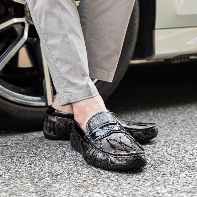 Ανδρικά Loafers Croc Μοτίβο Κομψό Slip On - Καφές