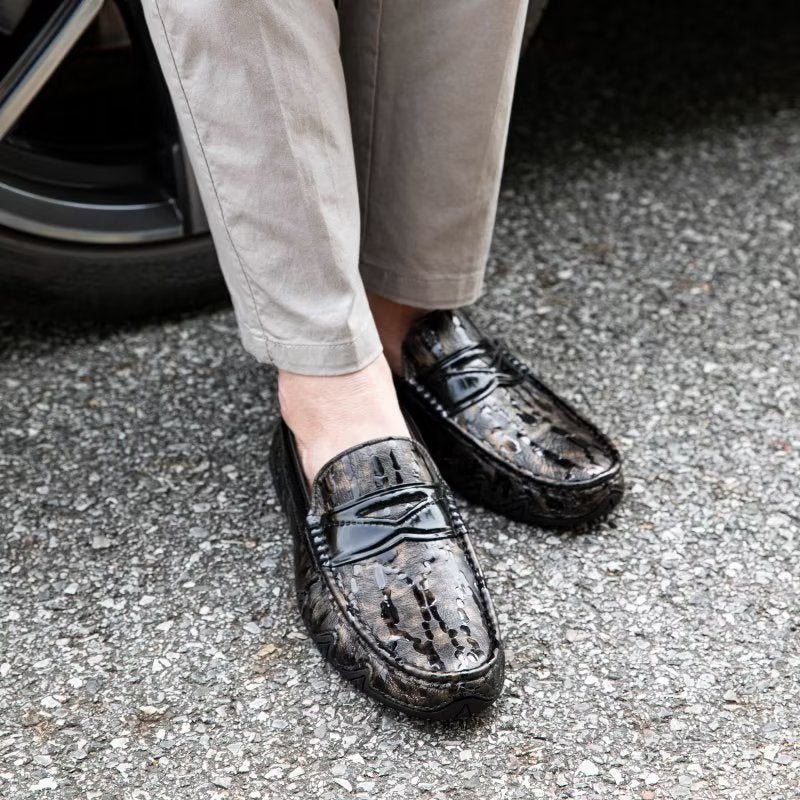 Ανδρικά Loafers Croc Μοτίβο Κομψό Slip On - Καφές