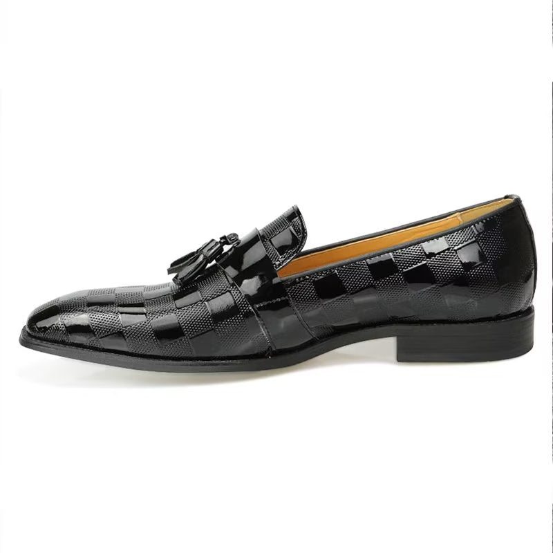 Ανδρικά Loafers Crocodile Leather Slip On - Μαύρος