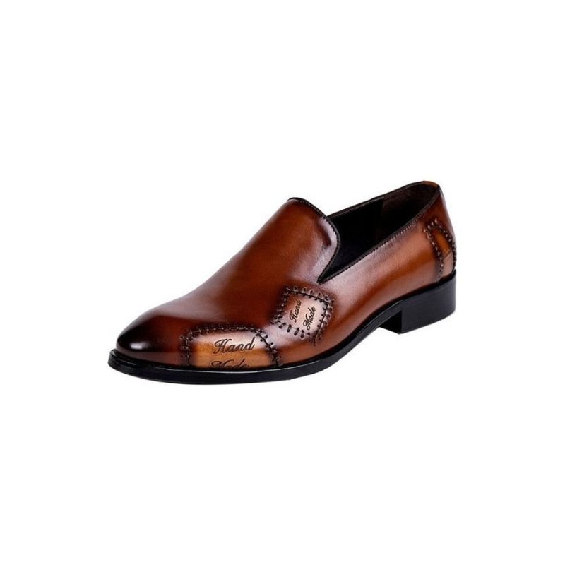 Ανδρικά Loafers Exotic Boss Leather Slip-on Brogue - Καφές