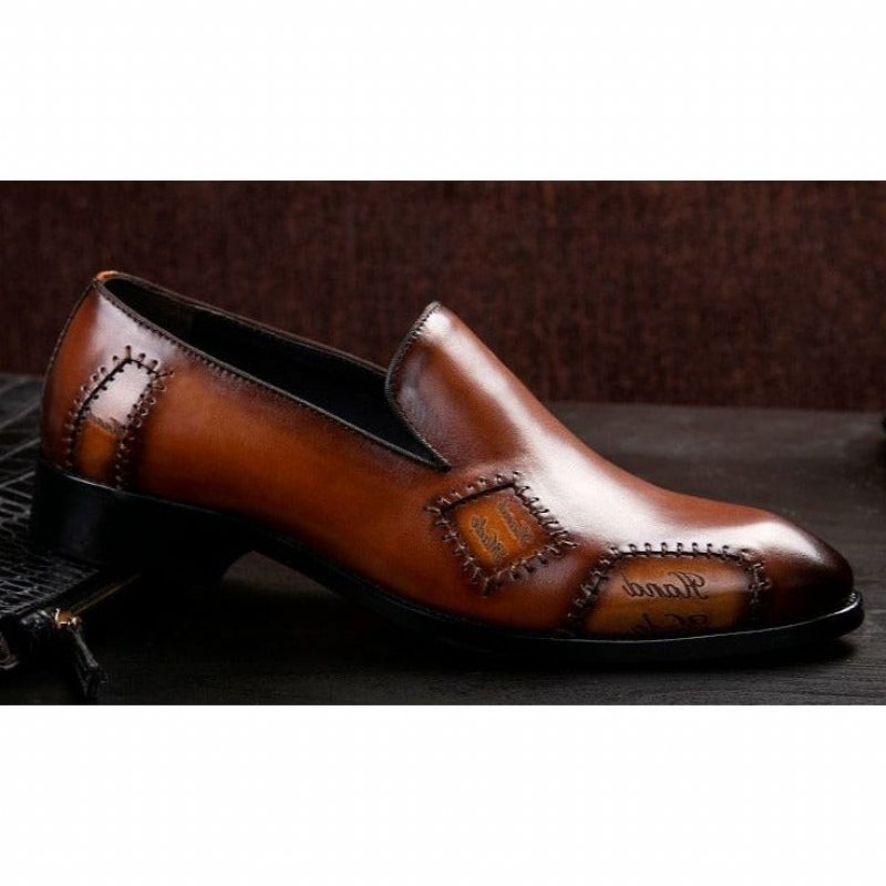 Ανδρικά Loafers Exotic Boss Leather Slip-on Brogue - Καφές