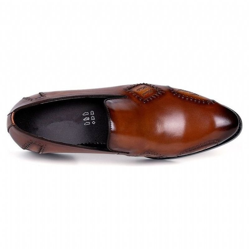 Ανδρικά Loafers Exotic Boss Leather Slip-on Brogue - Καφές