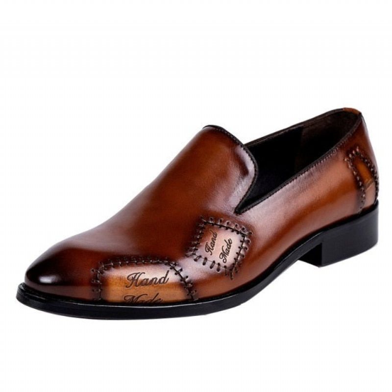 Ανδρικά Loafers Exotic Boss Leather Slip-on Brogue - Καφές