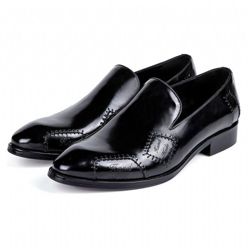 Ανδρικά Loafers Exotic Boss Leather Slip-on Brogue - Μαύρος