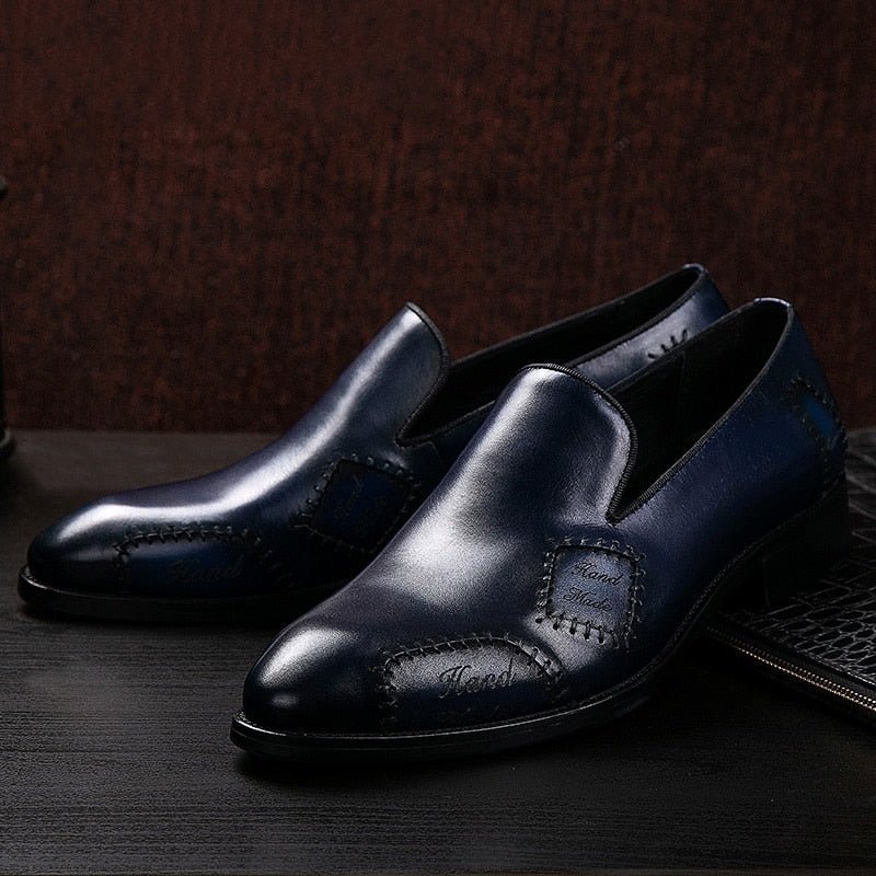 Ανδρικά Loafers Exotic Boss Leather Slip-on Brogue - Μπλε