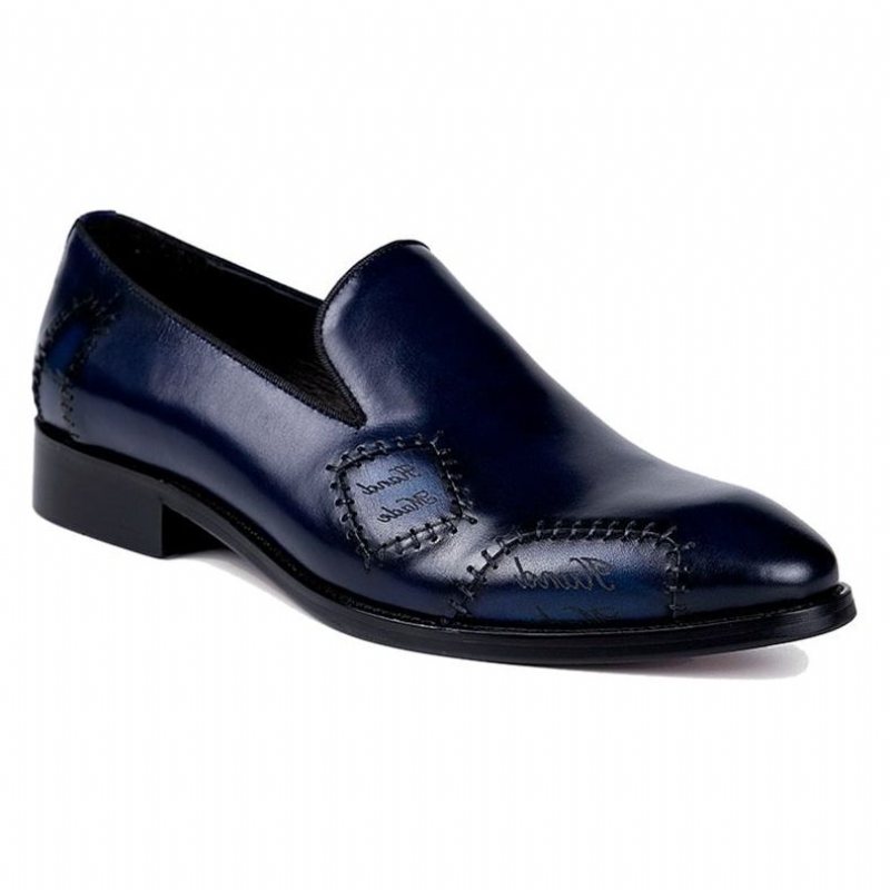 Ανδρικά Loafers Exotic Boss Leather Slip-on Brogue - Μπλε