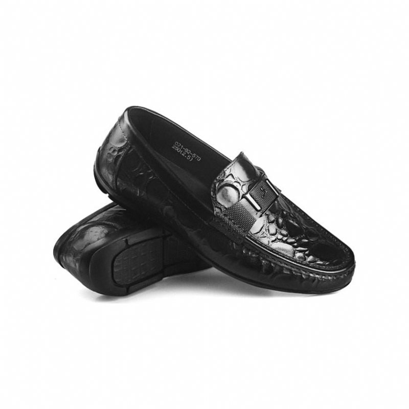 Ανδρικά Loafers Exotic Chic Crocflex Slip-on Loafer Παπούτσια - Μαύρο 2