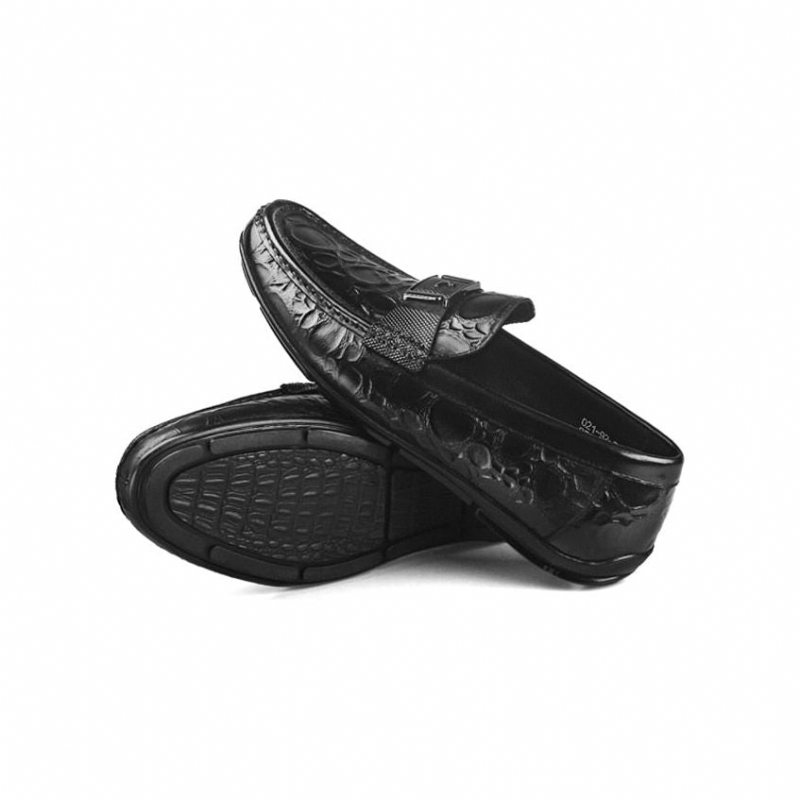 Ανδρικά Loafers Exotic Chic Crocflex Slip-on Loafer Παπούτσια - Μαύρο 2