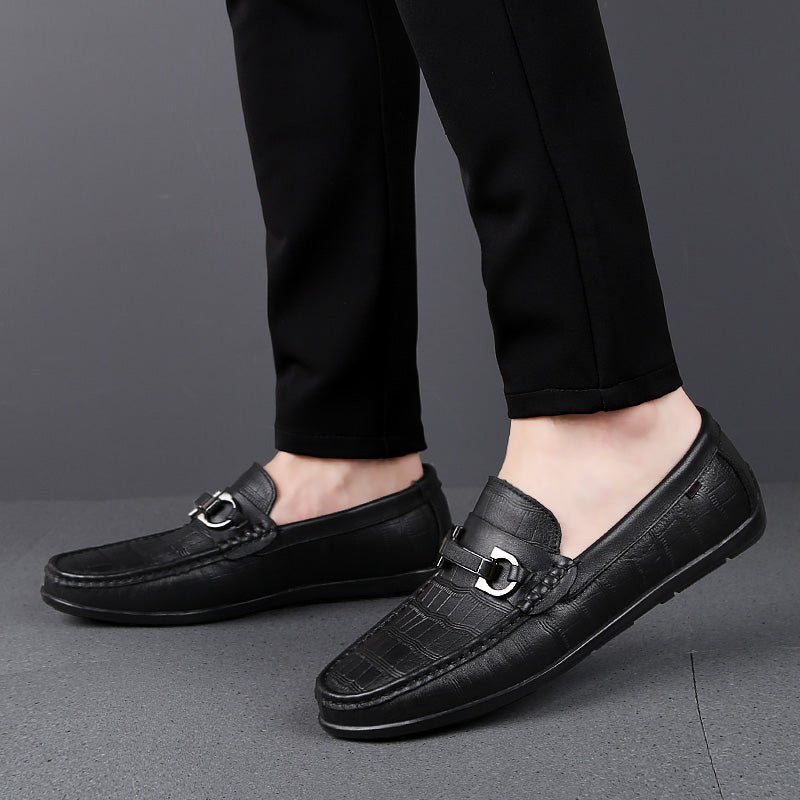 Ανδρικά Loafers Exotic Chic Leather Crocodile Breathable Driving - Μαύρο 