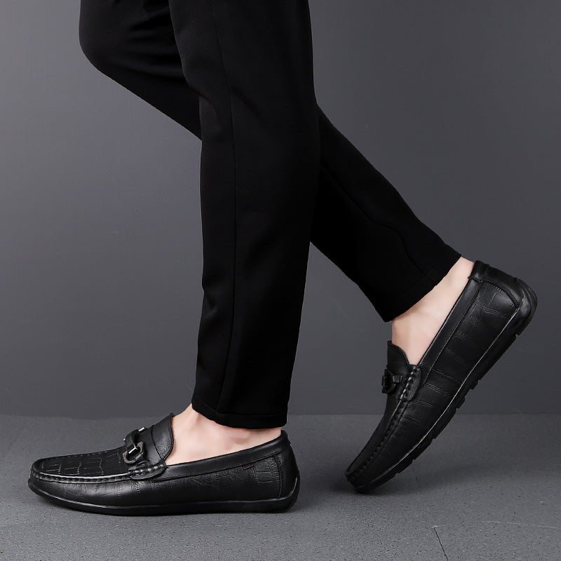 Ανδρικά Loafers Exotic Chic Leather Crocodile Breathable Driving - Μαύρο 