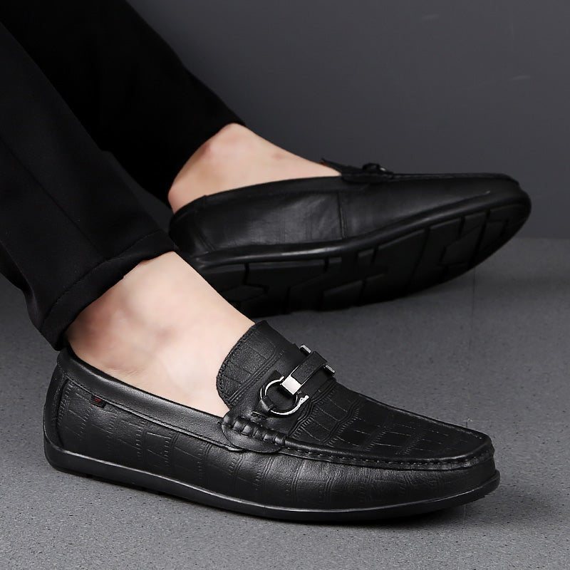 Ανδρικά Loafers Exotic Chic Leather Crocodile Breathable Driving - Μαύρο 