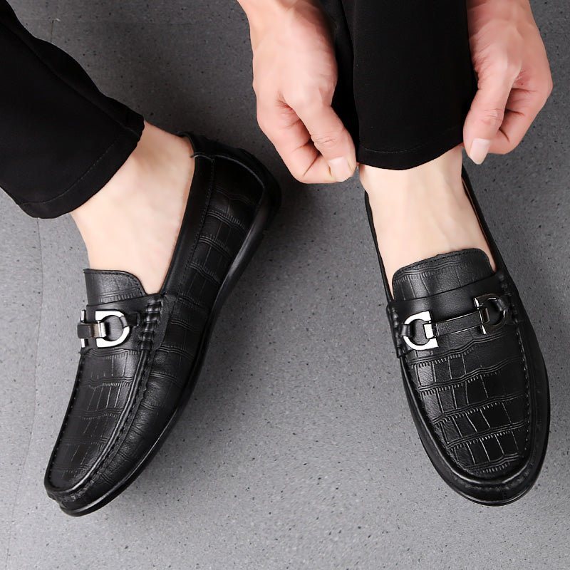 Ανδρικά Loafers Exotic Chic Leather Crocodile Breathable Driving - Μαύρο 