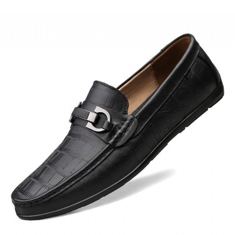 Ανδρικά Loafers Exotic Chic Leather Crocodile Breathable Driving - Μαύρο 