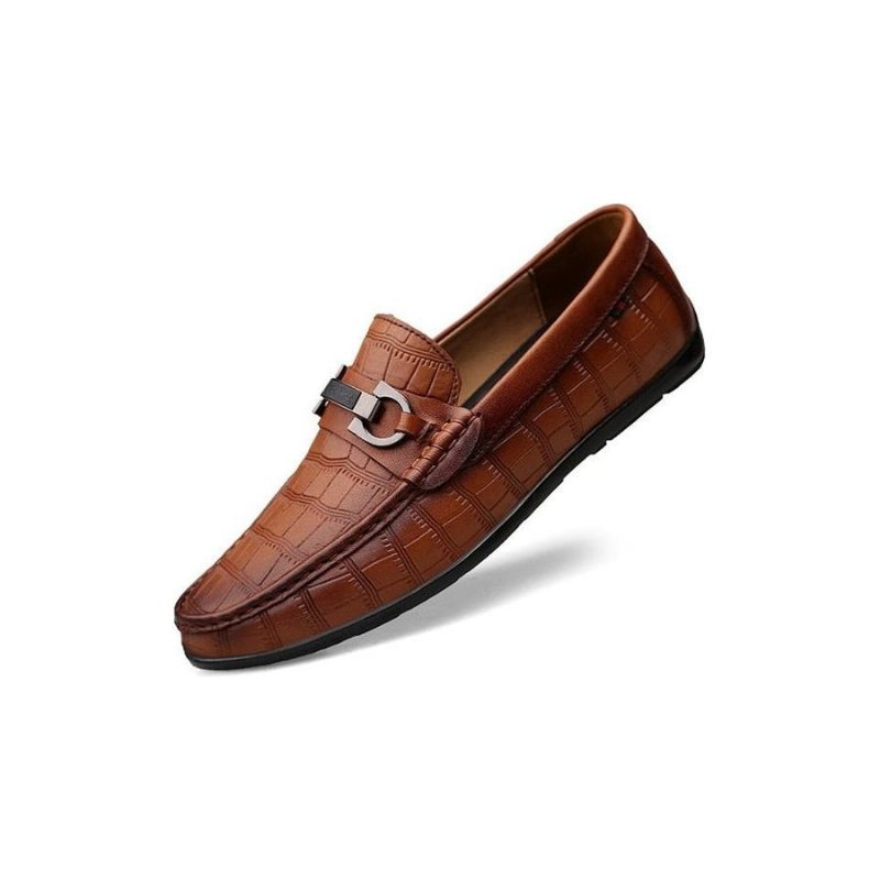 Ανδρικά Loafers Exotic Chic Leather Crocodile Breathable Driving - Καφές