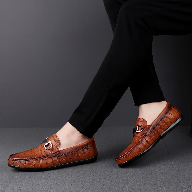 Ανδρικά Loafers Exotic Chic Leather Crocodile Breathable Driving - Καφές