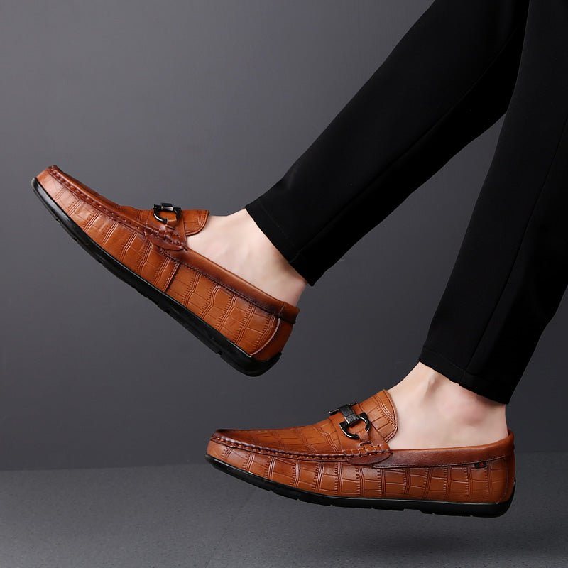 Ανδρικά Loafers Exotic Chic Leather Crocodile Breathable Driving - Καφές