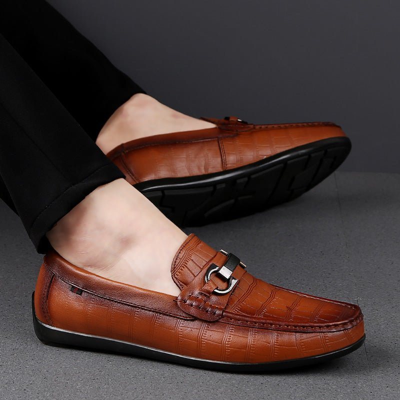 Ανδρικά Loafers Exotic Chic Leather Crocodile Breathable Driving - Καφές