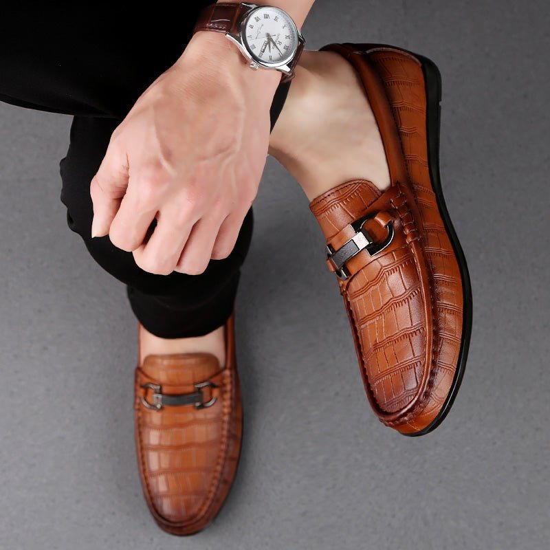 Ανδρικά Loafers Exotic Chic Leather Crocodile Breathable Driving - Καφές