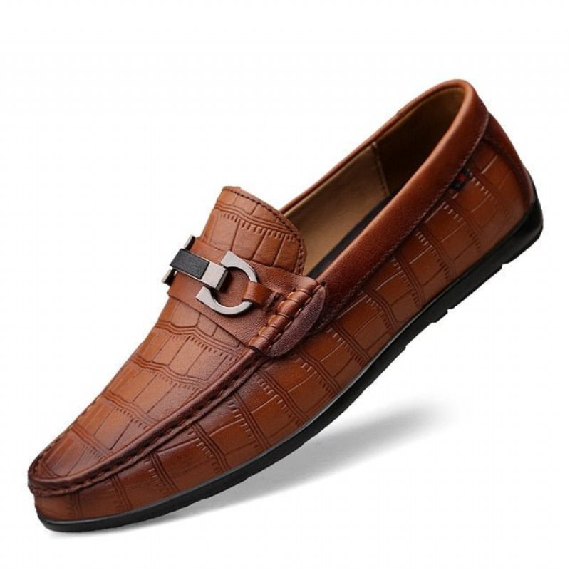 Ανδρικά Loafers Exotic Chic Leather Crocodile Breathable Driving - Καφές