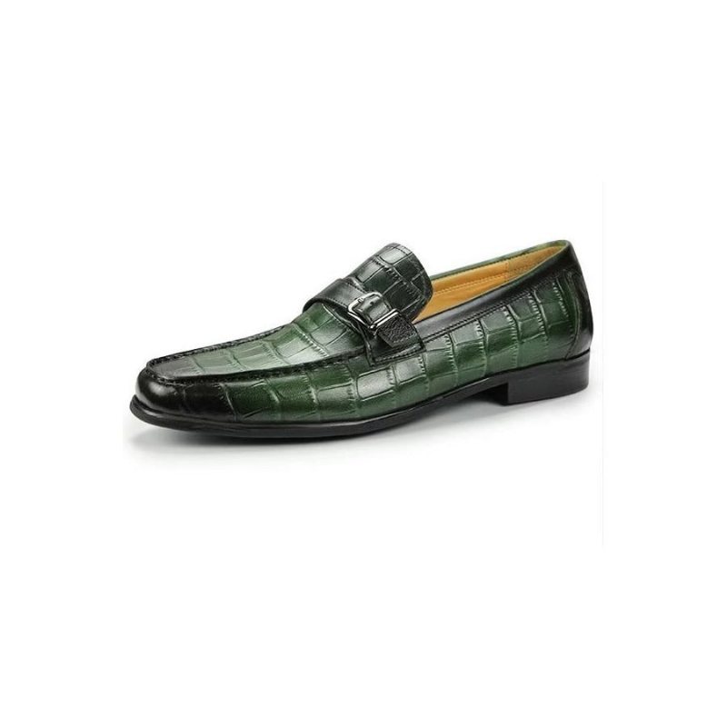 Ανδρικά Loafers Exotic Crocodile Leather Metal Toe Slip-on