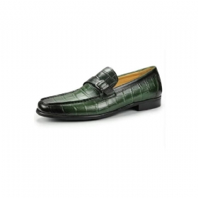 Ανδρικά Loafers Exotic Crocodile Leather Metal Toe Slip-on