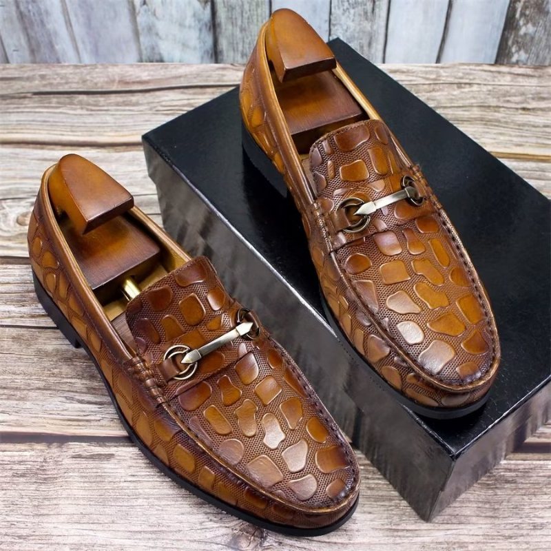 Ανδρικά Loafers Exotic Crocodile Leather Stylish Slip On - Καφέ