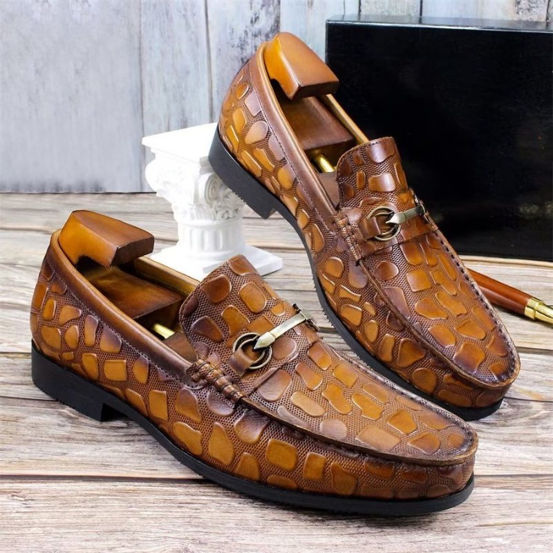 Ανδρικά Loafers Exotic Crocodile Leather Stylish Slip On - Καφέ