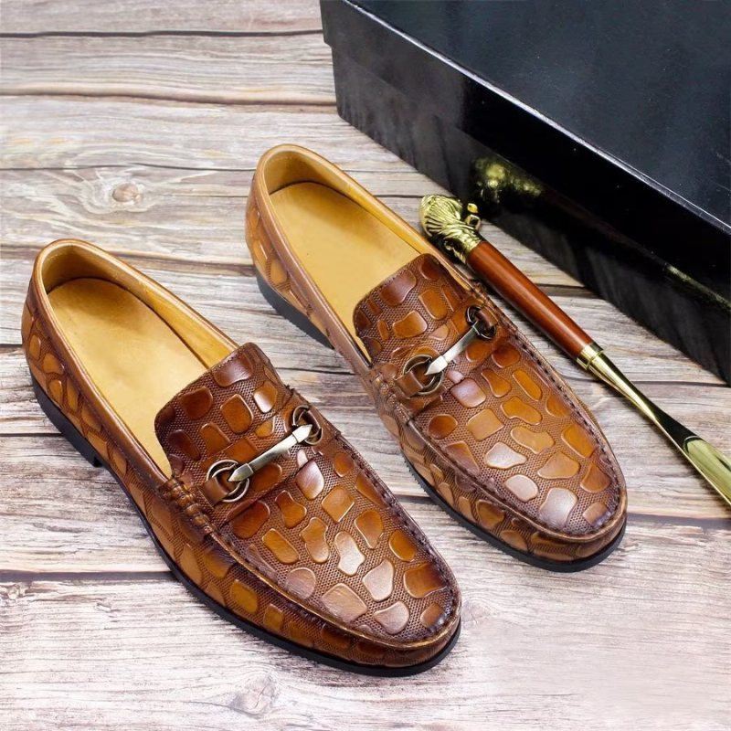 Ανδρικά Loafers Exotic Crocodile Leather Stylish Slip On - Καφέ