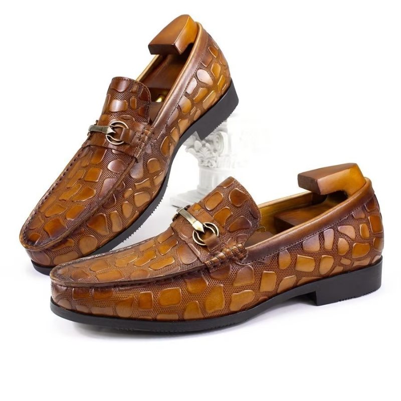 Ανδρικά Loafers Exotic Crocodile Leather Stylish Slip On - Καφέ