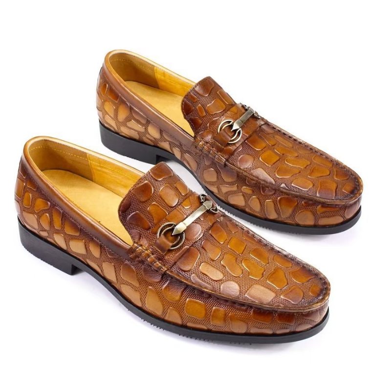 Ανδρικά Loafers Exotic Crocodile Leather Stylish Slip On - Καφέ