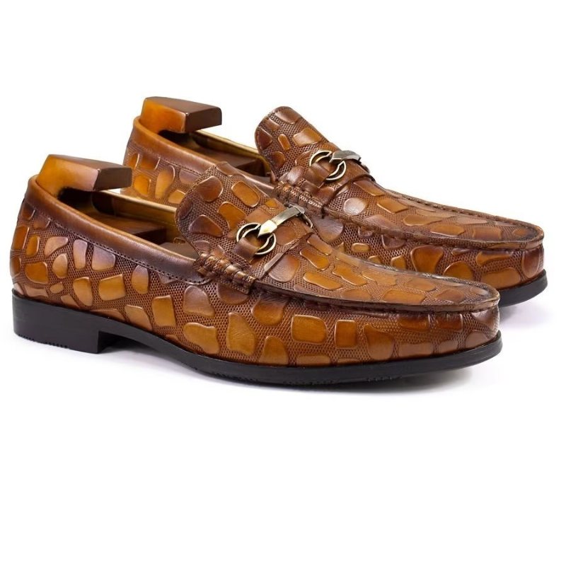 Ανδρικά Loafers Exotic Crocodile Leather Stylish Slip On - Καφέ