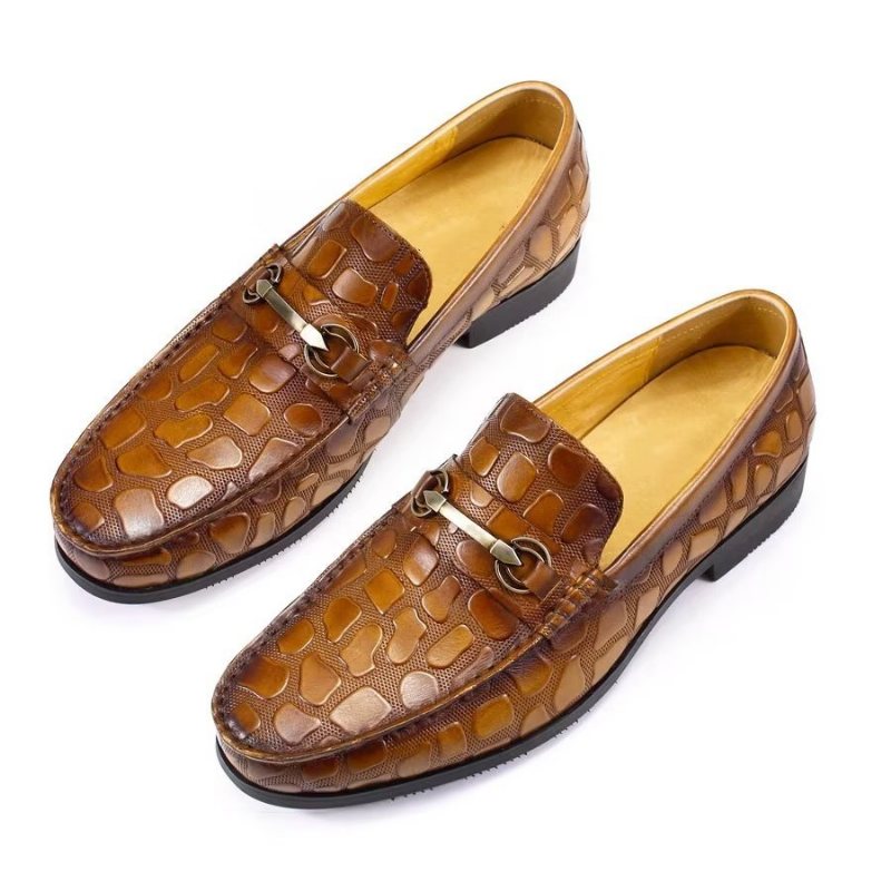 Ανδρικά Loafers Exotic Crocodile Leather Stylish Slip On - Καφέ