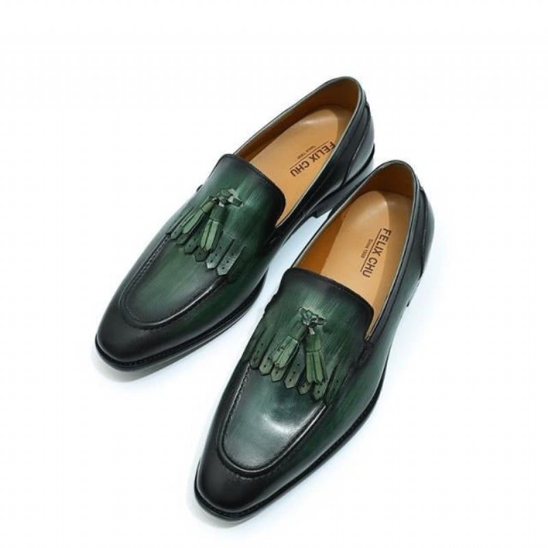 Ανδρικά Loafers Exotic Elegance Αναπνεύσιμα Δερμάτινα Slip-on - Πράσινο