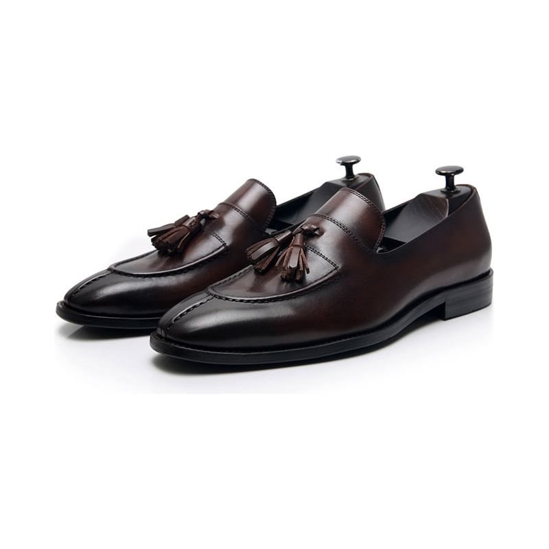 Ανδρικά Loafers Exotic Leather Oxford Dress - Καφές