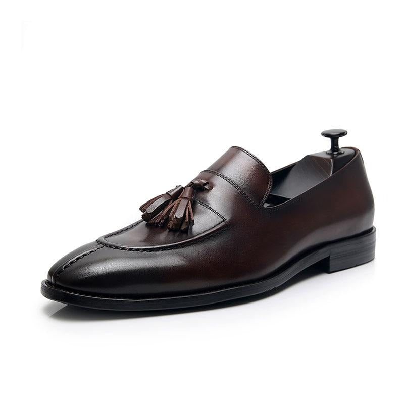 Ανδρικά Loafers Exotic Leather Oxford Dress - Καφές