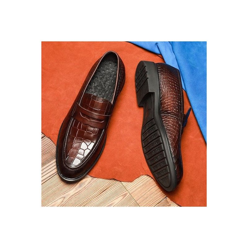 Ανδρικά Loafers Exotic Leather Slip-on Brogue - Κόκκινο