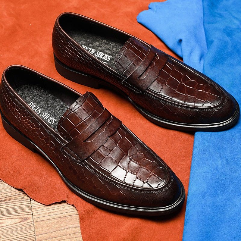 Ανδρικά Loafers Exotic Leather Slip-on Brogue - Κόκκινο