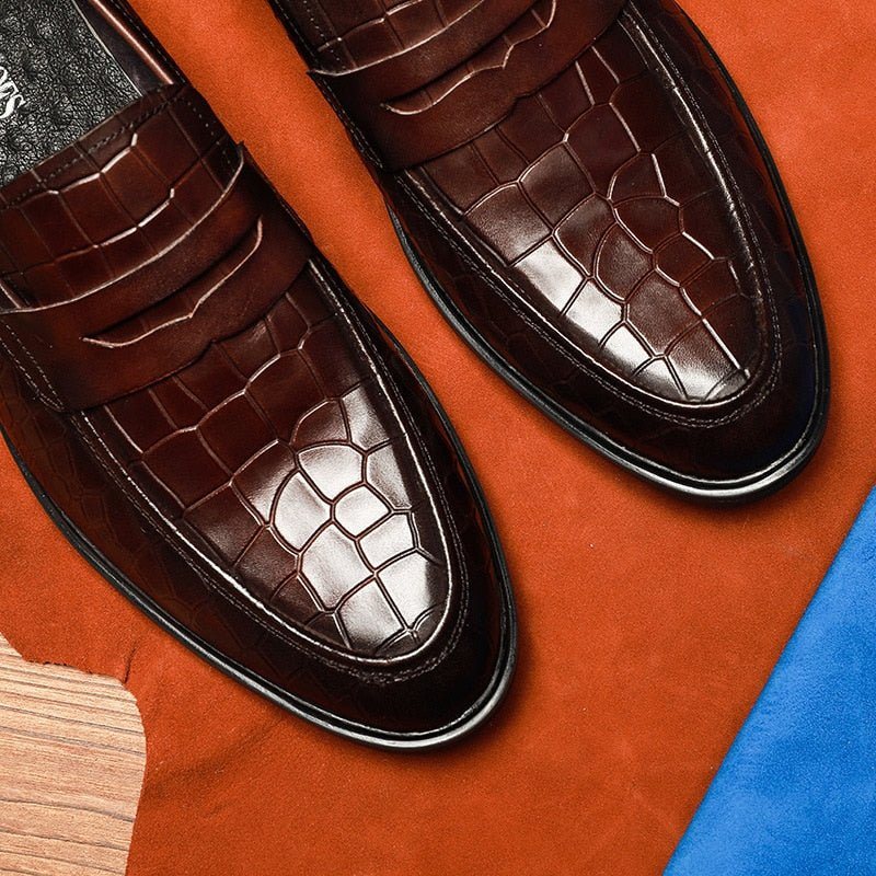 Ανδρικά Loafers Exotic Leather Slip-on Brogue - Κόκκινο