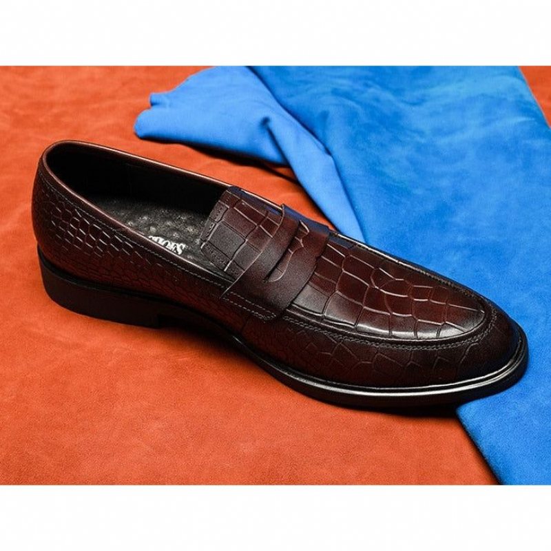 Ανδρικά Loafers Exotic Leather Slip-on Brogue - Κόκκινο