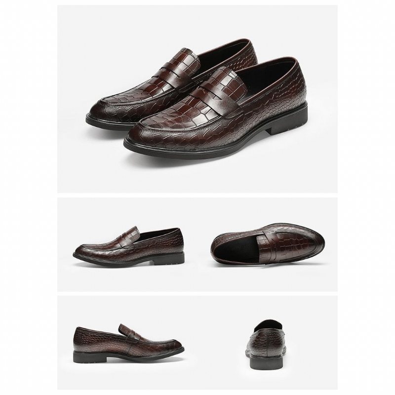 Ανδρικά Loafers Exotic Leather Slip-on Brogue - Κόκκινο