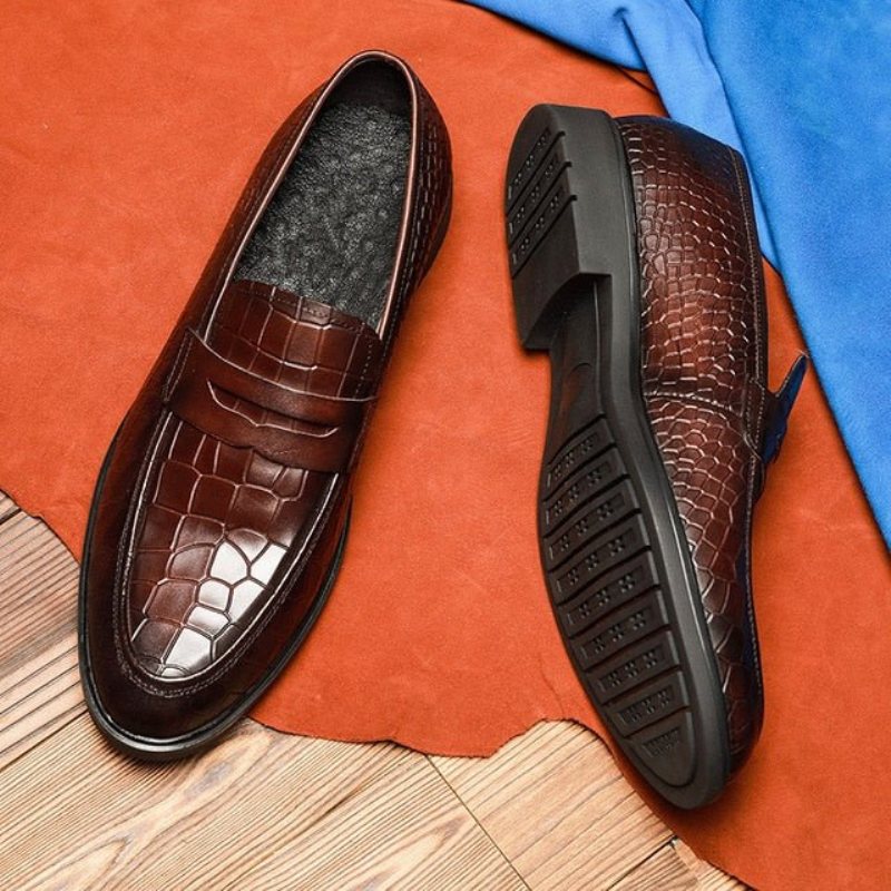 Ανδρικά Loafers Exotic Leather Slip-on Brogue - Κόκκινο