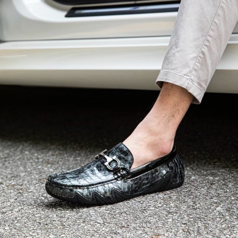 Ανδρικά Loafers Exotic Metal Toe Slip On - Μαύρο